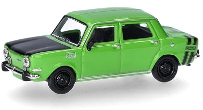Herpa Modellino auto Simca Rallye II, giallo-verde, miniatura in scala 1:87, pezzo da collezione, Made in Germany, modello in plastica
