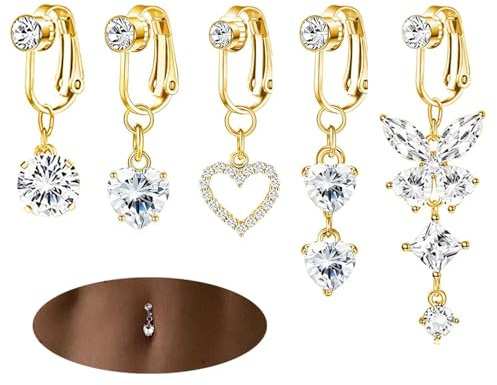 CharmeFleur CHarmeFleur 5 stycken guldnavelpiercing, L, Plast