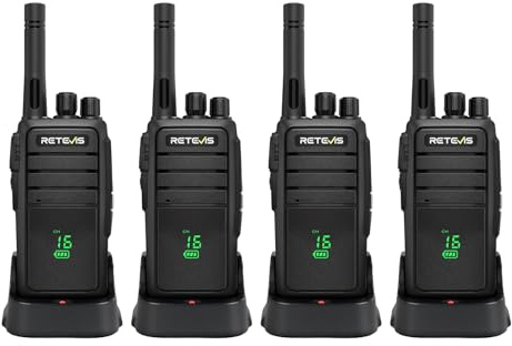 Retevis RT21H Walkie-talkie, IP54 Vattentålig tvåvägsradio Robust Stealth-skärm USB-C Laddning PMR446 Lättanvända walkie-talkies med lång räckvidd för fabriker, byggindustrin (4 st, svart)