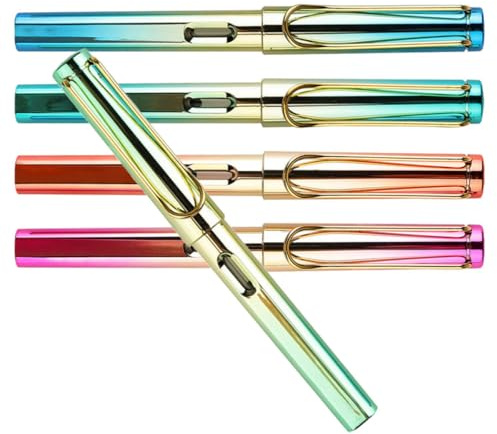 SUPVOX Lot de 5 Stylos-plumage pour Étudiants 0,38 Mm Corps Métal Coloré, Stylo à Encre avec Plume Fine, Fournitures Scolaires pour Apprentissage et Calligraphie, Écriture Fluide