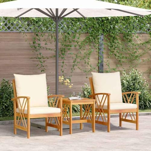 KKHOMEI Juego de muebles de balcón con 1 mesa y 2 sillas, juego de muebles de jardín de madera, muebles de balcón pequeño, 2 sillas de jardín, juego de 2 sillas de jardín, juego de 2 unidades para