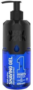 NISHMAN Rakgel 01 - Energizing 400 ml - För en Smidig Rakning, Återfuktande och Vårdande - Perfekt Skydd för Mjuk Hud - Frisk och Långvarig Doft - Herrvård