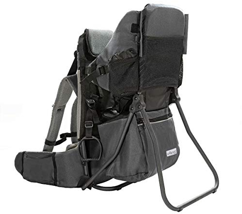 ClevrPlus Cross Country Baby Backpack Carrier, Grey, Toddler Hiking Backpack with Comfortable Seat, Adjustable Straps & Belt, Foldable Frame Lightweight Large Capacity Child Carrier for Outdoor