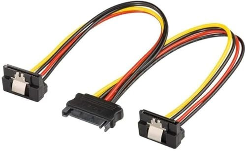 CABLEPELADO Cavo di Alimentazione SATA Maschio a 2 x Femmina a Gomito | Adattatore Splitter | Per Hard Disk da 3,5 e 2,5 - 20 cm