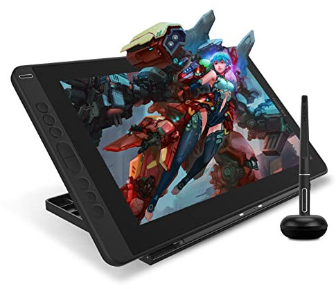 HUION Kamvas 13 Tableta Gráfica con Pantalla?Monitor de 13.3 Pulgadas con Pantalla Full HD de 1920 x 1080 de 120% sRGB Gamut Compatible con Android/Windows/Mac con Soporte Ajustable, Negro