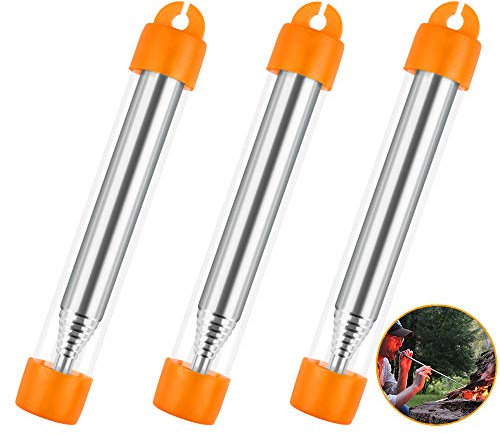 Soffietto Tascabile 3 Pezzi Blow Fire Tube Acciaio Inossidabile Collassabile Blow Fire Tube per Camino Barbecue Fuoco di Bivacco Soffiare Aria in Un Incendio Viaggiando