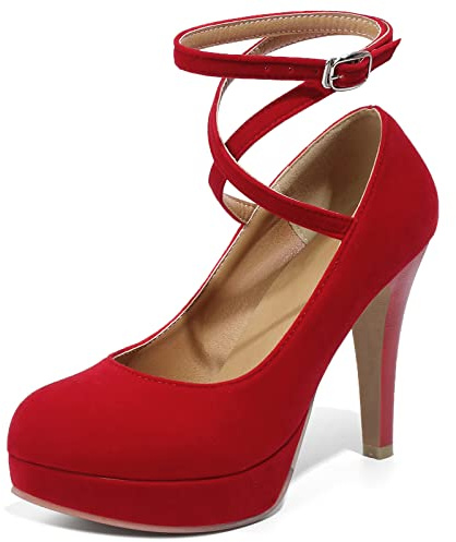 Mostrin Sexy Womens High Heels Platform Pumps Ladies Wedding Shoes Red Size 8.5
