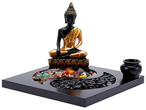 NBEADS Mini Set da Giardino Zen, Giardino di Sabbia Zen Giapponese Yin Yang Feng Shui Zen Sandbox Ornamento con Pietre Curative per La Meditazione Regali Home Office Decor