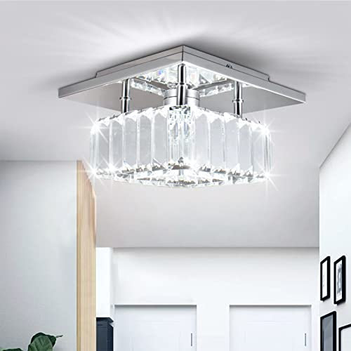 Dixun Mini lampadario di cristallo grande lampada da soffitto in cristallo rotondo LED lampada a sospensione per corridoio scala (bianco freddo)