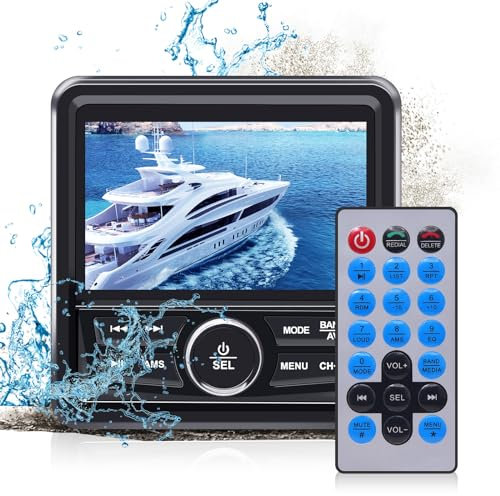 Geloo Marine Boot Stereo Radio Wasserdicht, MP5 Multimedia-Player mit 4.1” LED Digital Display, AM/FM Radioempfänger Universal für Boote, Yachten BZRs und Golfwagen, ATVs