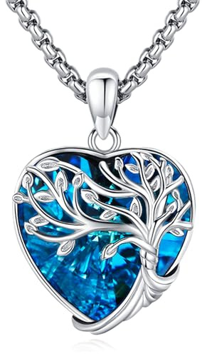 Eusense Livets träd halsband 925 silver hänge livets träd kedja present smycken för kvinnor flickor, Sterlingsilver, Ingen ädelsten
