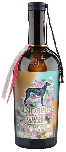 Windspiel Premium Dry Gin Pistacchio - Dezent-liebliche Pistazie - Juliane Golbs exklusiv entworfene Flaschenlabel - 37,5% vol. (0,5l)