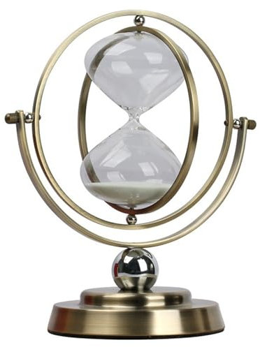 Ruiqas 30 Minutes Hourglass Sand Timer Rotating Metal Sand Clock for Cooking Study Game Vintage Hour Glass Decor