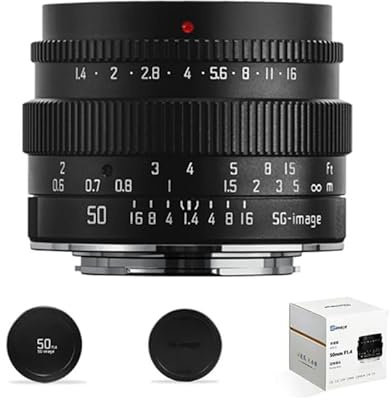 SGimage 50 mm F1.4-objektiv APS-C MF fast brännvidd med stor bländare för kameror med EOS-RF-fäste | Perfekt för porträttfotografering, lätt vikt på 249 g