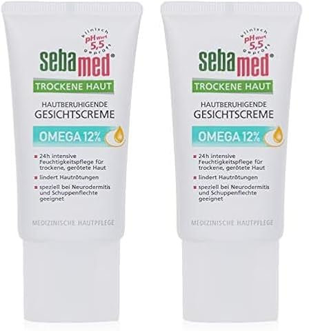 SEBAMED Trockene Haut Gesichtscreme Omega 12%, speziell bei Neurodermitis und Schuppenflechte geeignet, auch für sehr, medizinische Hautpflege, Made in Germany, ohne Mikroplastik (Packung mit 2)