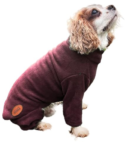 HugglePets Legacy Polar Fleece Dog Jumper (Mulberry Red - Large 60cm) 100% Polyester Water-Resistant Microfleece with Underbelly & Leg Protection. Full Body Warm Dog Coats.