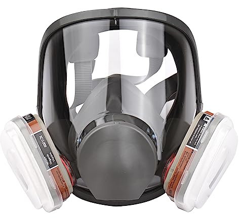 ACAGALA Masque respiratoire réutilisable complet 16 en 1 - Protection contre les gaz - Pour vapeurs organiques - Grand champ de vision pour machines à peindre et polir