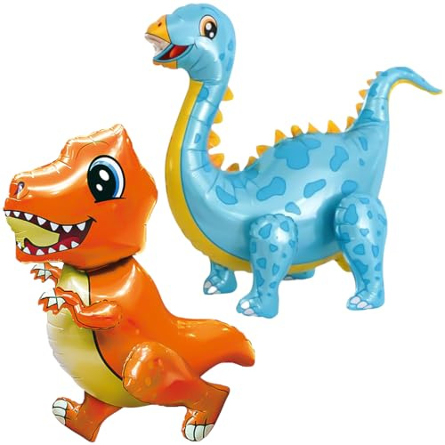 2 st dinosaurieballong, 3D folieballong, XXL, helium dinosaurie, jättedinosaurie, dinosauriefolieballonger, pojkens födelsedagsdekorationer (A)