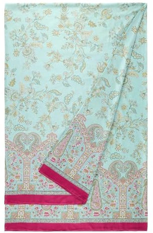 Bassetti Indian Roses Foulard aus 100% Baumwolle in der Farbe TÜRKIS T1, Maße: 270x270 cm - 9332308