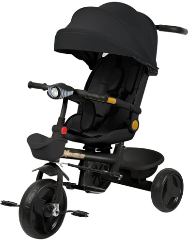Laufrad Dreirad, Laufräder Kinderdreirad mit schubstange, Dreirad Lauffahrrad für Kinder ab 1 Jahre Jungen Mädchen Geschenk (schwarz-5 in 1)