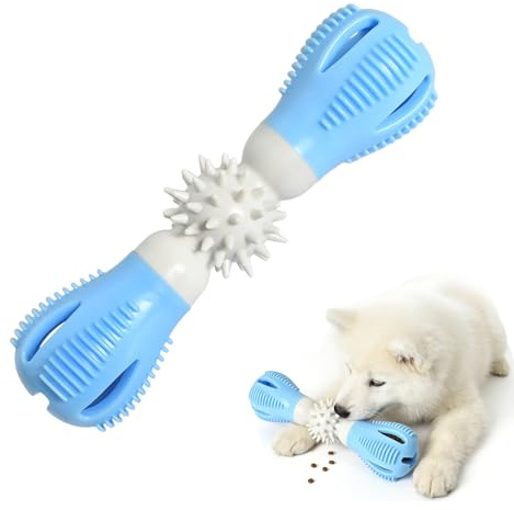Rieoany Interactive Dog Toys for BoredomPuppy Slow -Eating Treat Dispenser Puzzle Toys Puppy Chew Teething Toy Moving Dog Toy to Stimulate Dogs' Curiosity and Intelligence Blue