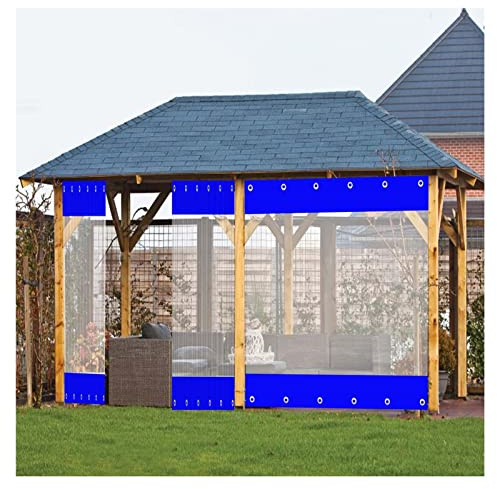 Lona de PVC resistente al agua con ojales para jardín, garaje, tienda de campaña, cortinas laterales, plástico transparente, 0,5 mm de grosor (3,1 x 2 m), protección al aire libre