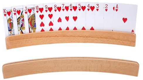 Generisch Spielkartenhalter - Kartenhalter aus Holz | Spielkartenhalter-Tablett, 2er-Pack tragbarer Holzständer, Tisch-Spieldeck-Organizer | Familienkartenspiele für Kinder, Erwachsene, Senioren
