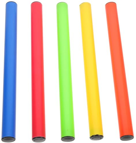 RORPOIR Bâtons de Relais de Course, Lot de 5, en Plastique, Légers | Usage Extérieur Piste, Prise Confortable et Passage Facile, Bords Roulés Lisses pour Adultes et Garçon et Filles