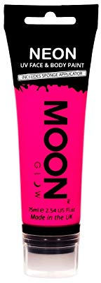 Moon Glow Supersize 75ml Neon UV Face & Body Paint - Intense Pink - with sponge applicator