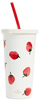 Kate Spade New York tumbler mit stroh, erdbeeren