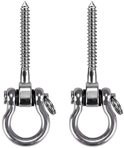 WAREMAID 2 Pièces Crochet a Visser, Acier Inoxydable 304 Robuste 180° Crochet Plafond pour Aire de Jeux Intérieure Extérieure Yoga, Hamac,Corde, Balançoire, Suspendue Chaise, Sac de Boxe, Max 450kg