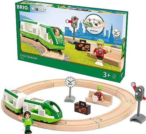 BRIO World 33847 Starter Set Reisezug - Einstieg in die BRIO Holzeisenbahn - Empfohlen ab 3 Jahren