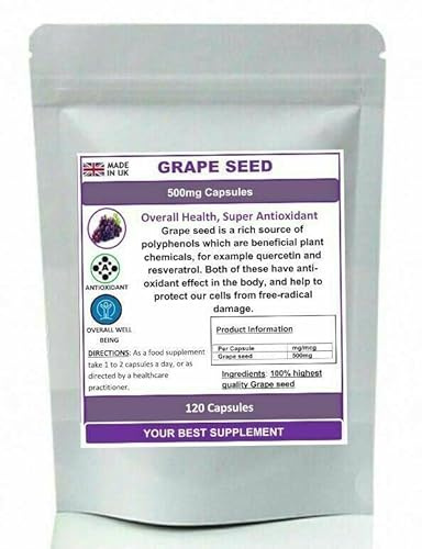 Grape Seed Capsules 500mg Super Strong Antioxidant SkinAnti inflammatory 30