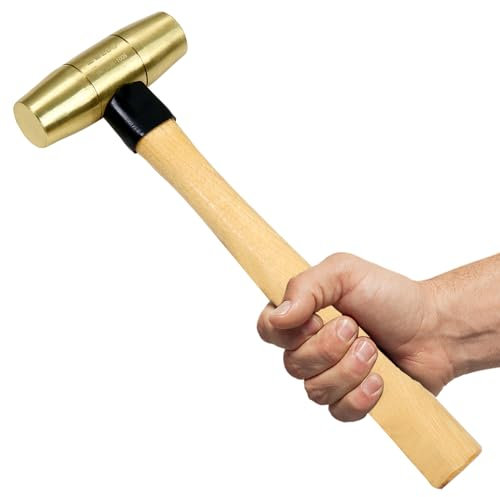 WEDO Marteau mécanicien de forgeron avec Manche en Bois,2700g(6lb) Masse en Laiton,Longue 400mm,résistante à la corrosion