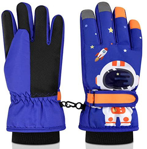 flintronic Kinder Skihandschuhe, Winter Skihandschuhe für 9-12 Jahre Jungen, wasserdichte und Winddichte Fleece Handschuhe mit verstellbaren Bündchen, für Snowboard Klttern Skifahren Radfahren