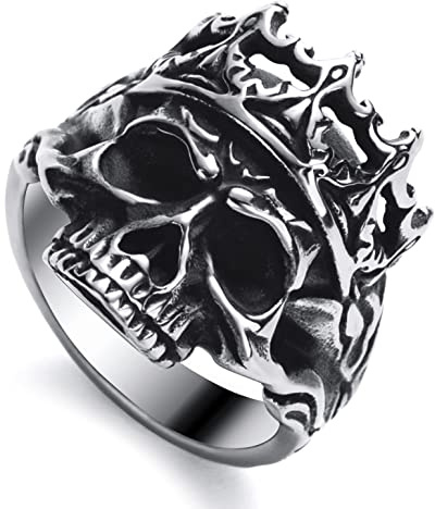 WESTMIAJW Skull Rings for Men Stainless Steel Gothic Punk Skull Ring Jewellery Size Q,S,T1/2,V1/2,Y,Z+1