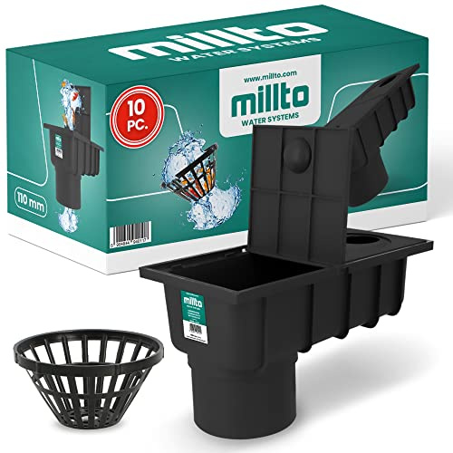 Millto™ Regnrörstapp Takränna Dränage Regnhandfat (10x nedre 110 mm svart)