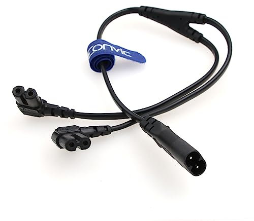 Eonvic IEC320 C8 macho a 2X C7 hembra Y divisor AC Cable de alimentación 125V 10A 1 en 2 salidas AC convertidor polarizado cable de alimentación para monitor de TV LED 30 cm (ángulo derecho izquierdo)