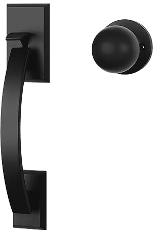 Goldenwarm Front Door Handle, Black Door Handle Exterior, Single Cylinder Front Door Handle Only, Matte Black Entry Door Handle