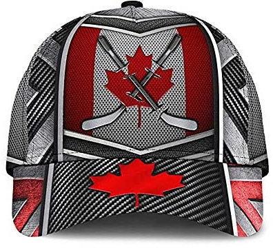 942 Hockey Canada Metall Attraktiver Stil Schöner 3D-Druck Herren Damen Baseball Cap Verstellbar Distressed Basecap Vintage Outdoor Hut Snapback Kappe Für Sport Draussen Reisen