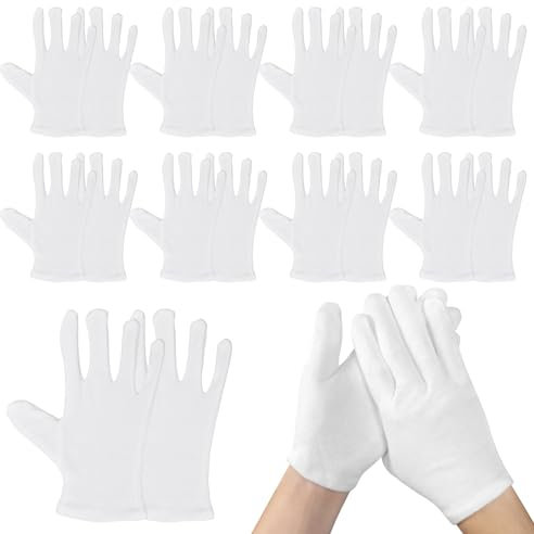SPORWAY 24 Paar Baumwollhandschuhe Weiße, Feuchtigkeitsspendende Handschuhe Arbeitshandschuhe Weich und Atmungsaktiv Waschbar, Baumwollhandschuhe für Pflege der Hände, Schmuckinspektion