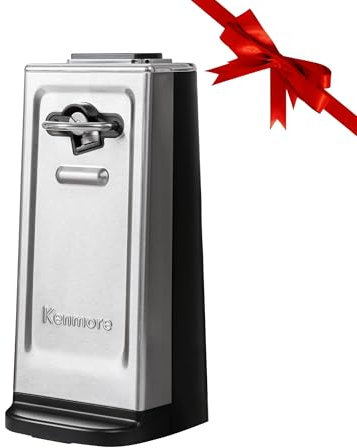 Kenmore Automatic Electric Can Opener Extra-Tall Electric Tin Opener UK - Side-Cut Blade Prevents Sharp Edges Smooth-Touch Easy Operation Opens Regular & Pop-Top Cans Black & Stainless Steel