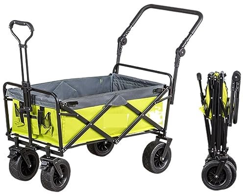 IRYZE Bollerwagen Faltbar Klappbarer Mehrzweckwagen Für Den Außenbereich, Gartenwagen, Faltbarer Zugwagen, Robuster Campingwagen Gartenwagen