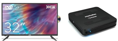 Cello ZF0223 32 inch HD Ready LED TV with built in DVD player with Freeview HD Built in Satellite & Manhattan SX Freesat HD Box, Black