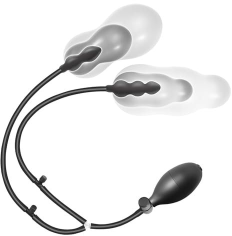 SXOVO Aufblasbar Anal Plug Silikon Analkugeln Doppel Butt Plugs mit Pumpe Verstellbare Analplugs BDSM Extreme Sex Masturbation Analdildo Sexspielzeug für Frauen Männer Paare