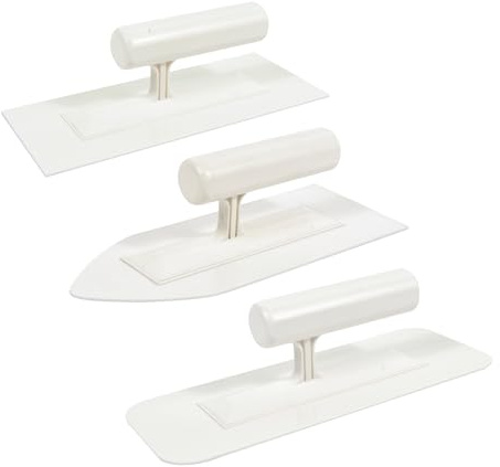 Nichiyo Plastic Trowel Kit 3 Piece Round&Square&Tipped End Finishing Trowels Lightweight Plastic Finishing Trowel Suitable for Scrape and Plastering Walls(D2209TZ-1)