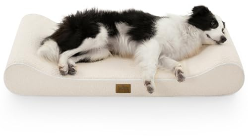 COZY KISS Cuccia per Cani Lavabile, 114x76x15cm, con Bordo Rialzato - Materasso Ortopedico per Cani a Forma di Barca, Impermeabile e Antiscivolo, Adatto ad Animali Domestic fino a 43kg, Beige