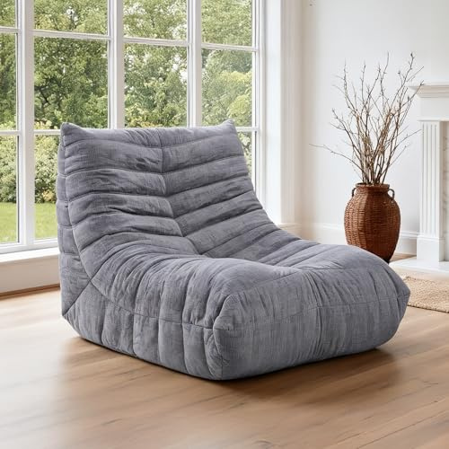 HealthRelife Sofá Puff para Adulto - Sillón Moderno XXL , Pera para Salón y Dormitorio con Relleno, para Leer y Jugar,gris