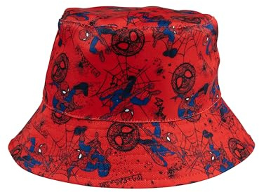 Marvel Spiderman Chapeau de pêcheur, pour garçon, enfant, chapeau d'été, chapeau de pêche, rouge
