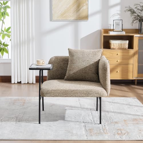 Fauteuil Individuel en Chenille avec Table d'Appoint, Kaki, 86x72x71 cm